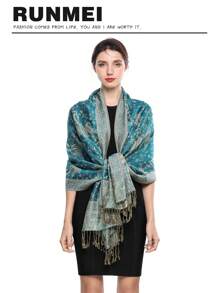 1 件女士时尚保暖佩斯利图案印花围巾，经典佩斯利头巾和长袍披肩头巾