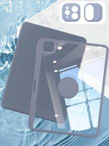 A 360° Rotating Acrylic Smokey Case With Magnetic Separation, Detachable Design And Inner Pen Slot Compatible With IPad 10.2/Air 4/5th/Pro 11-Inch (M4)-2024 Style. Compatible With Protection, Leisure, Classic, And Portable Use. Sleep/Wake Functionality - Lavender - View 4