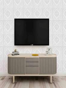 10/20pcs 3D Wall Tile Sticker, DIY Foam Self-Adhesive Anti-Collision Sticker, Waterproof Ceiling Sticker, Easy To Stick And Peel, Easy To Clean And Cut, Suitable For Kitchen, Living Room, Bathroom, Hallway - White - View 3