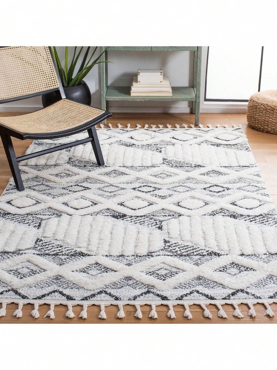 Safavieh Moroccan Tassel Shag 618 Indoor Power Loomed Easy Care Area Rug - Ivory - View 1