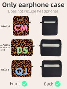 Customized Earphone Case, Tortoiseshell Pattern Earphone Case Customized, Tortoiseshell Pattern AirPods Protective Cover, Personalized Cute Initial, Includes 1 Earphone Case Strap, Compatible With AirPods Case, Headphones, Compatible With AirPods Pro (2nd Generation), Compatible With AirPods 3, Compatible With AirPods Pro, Compatible With AirPods 1/2, Compatible With AirPods 4, Earphone Case Gift Customization