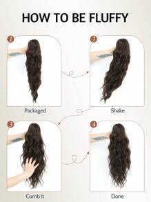 18 Inch Claw Clip Ponytail Extension Wavy Curly Claw Clip In Ponytail Hair Extensions Natural Fake Ponytail Synthetic Hairpiece For Women (Dark Brown) - Dark Brown - View 7