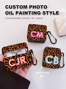 Customized Earphone Case, Tortoiseshell Pattern Earphone Case Customized, Tortoiseshell Pattern AirPods Protective Cover, Personalized Cute Initial, Includes 1 Earphone Case Strap, Compatible With AirPods Case, Headphones, Compatible With AirPods Pro (2nd Generation), Compatible With AirPods 3, Compatible With AirPods Pro, Compatible With AirPods 1/2, Compatible With AirPods 4, Earphone Case Gift Customization