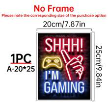 1入組印刷霓虹遊戲畫布海報，青少年男孩房間裝飾，卧室電競牆藝術裝飾 - 彩色 - 查看 15