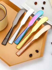 1pc Stainless Steel Hammered Butter Knife, Bread, Jam, Baking Scraper, Cream Knife - Multicolor - View 6