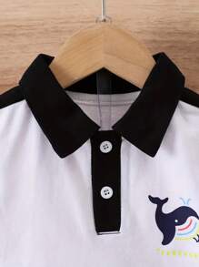 Young Boy Summer New Arrival College Style Printed Short Sleeve Two-Piece Set