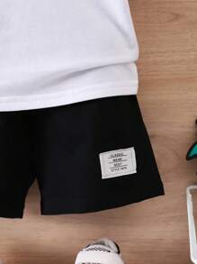 Young Boy Summer New Arrival College Style Printed Short Sleeve Two-Piece Set