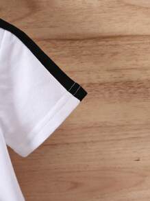 Young Boy Summer New Arrival College Style Printed Short Sleeve Two-Piece Set