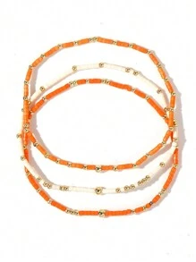 3 件/套波西米亚风格珠宝 - 2 毫米真空涂层铜珠，彩色小珠子堆叠弹性手链，男女皆宜的精美珠宝礼品套装，最佳朋友礼物 - 彩色 - 查看 4