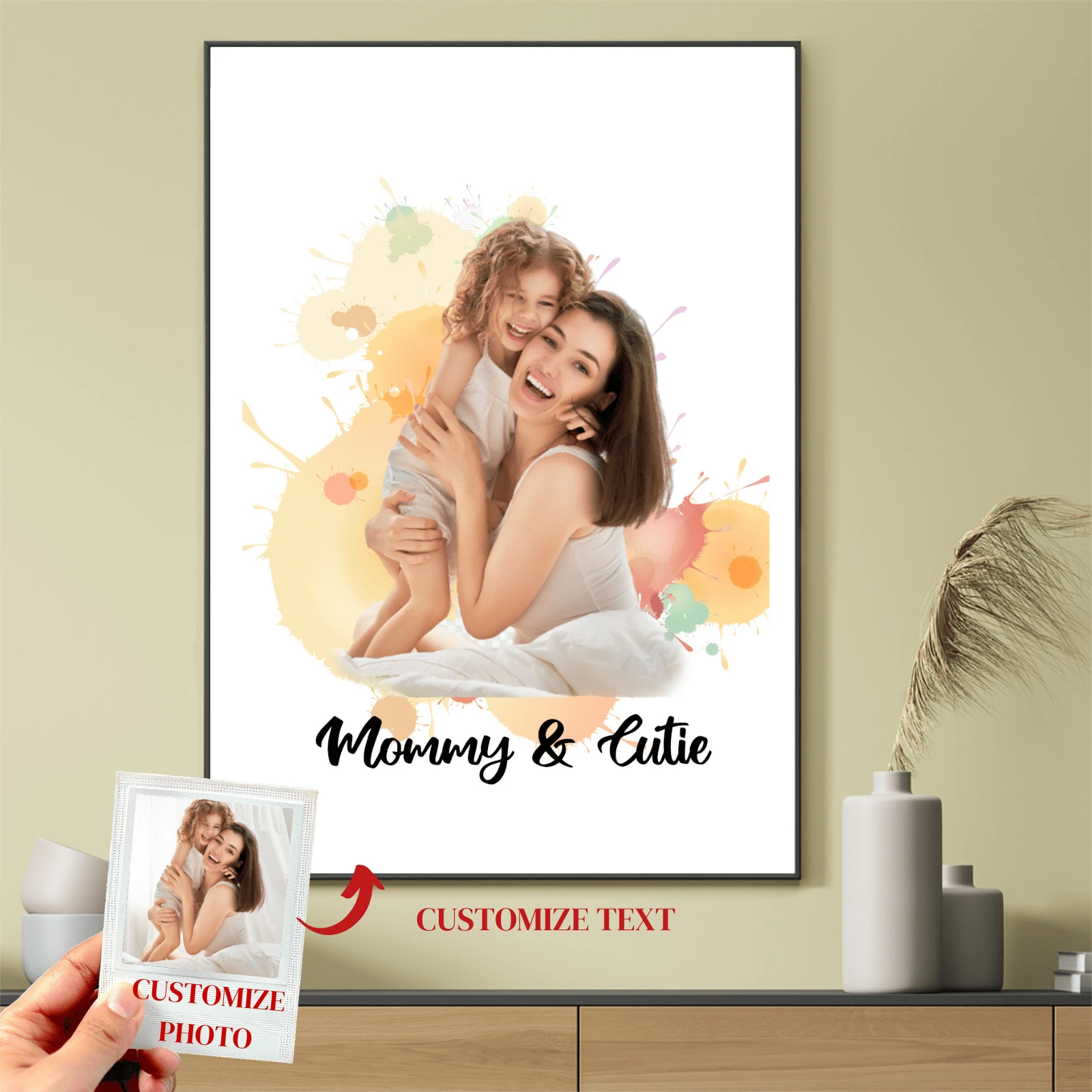 1 tấm áp phích vải tùy chỉnh, hình ảnh và văn bản tùy chỉnh, vải ảnh màu nước treo tường, nghệ thuật canvas màu nước cá nhân, nghệ thuật treo tường bằng vải, in hình ảnh tùy chỉnh, ảnh nghệ thuật, ảnh gia đình, in ảnh cặp đôi, ngày của mẹ, ngày của cha, sinh nhật, Halloween, Giáng sinh Trang trí quà tặng - nhiều màu - Xem 1