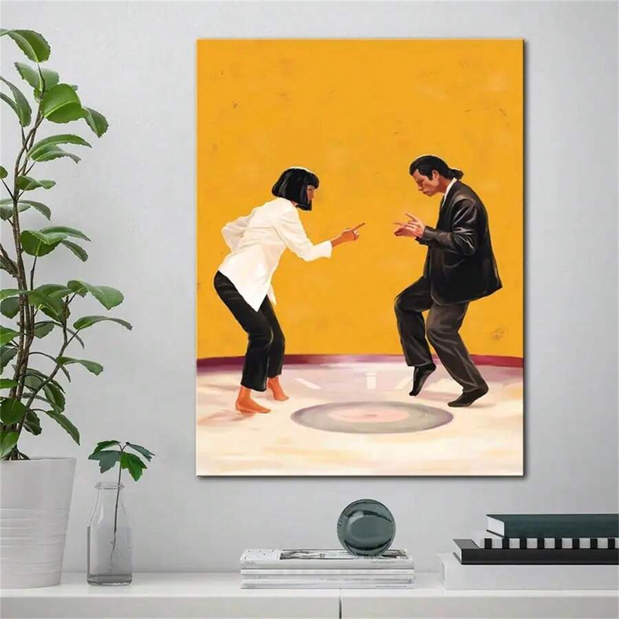 1 cái, Phim Hoạt Hình Cổ Điển Khiêu Vũ Canvas Art Poster-Trang Trí Tường Retro Cho Gia Đình Và Nhà Hàng, Không Có Khung - Màu vàng - Xem 1