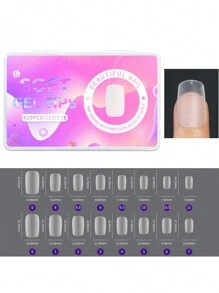420Pcs/Box Matte Soft False Nails Full Transparent Almond Soak Off Gel Fake Nail Short T Shape Round Oval Capsule Tips Diy Press On Nails Nail Supplies Nails