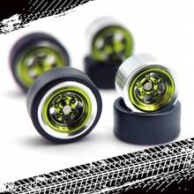 Kicarmod Ruedas 1/64 para modelo de auto con llantas de goma y aros de metal de piezas de repuesto de electro..platación de la serie True Rider de cultura de auto premium, accesorios de detalle de material de metal y goma para modificación de colección de modelos de jugadores - Multicolor - Ver 16