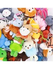 Adorable conjunto de 12/24 llaveros de peluche animal en miniatura - Juguetes coleccionables y suaves al tacto para cumpleaños, bodas, San Valentín, Pascua, fiestas de Navidad, rellenos de bolsas de regalo conmovedores (Estilo al azar)