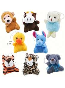 Adorable conjunto de 12/24 llaveros de peluche animal en miniatura - Juguetes coleccionables y suaves al tacto para cumpleaños, bodas, San Valentín, Pascua, fiestas de Navidad, rellenos de bolsas de regalo conmovedores (Estilo al azar)