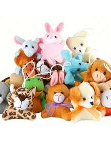 Adorable conjunto de 12/24 llaveros de peluche animal en miniatura - Juguetes coleccionables y suaves al tacto para cumpleaños, bodas, San Valentín, Pascua, fiestas de Navidad, rellenos de bolsas de regalo conmovedores (Estilo al azar)