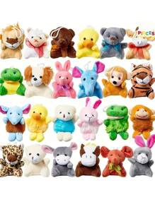 Adorable conjunto de 12/24 llaveros de peluche animal en miniatura - Juguetes coleccionables y suaves al tacto para cumpleaños, bodas, San Valentín, Pascua, fiestas de Navidad, rellenos de bolsas de regalo conmovedores (Estilo al azar)