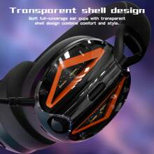 FREEWOLF Auriculares para juegos ATTACK SHARK L60 a prueba de ruido, modo triple inalámbrico/2.4G/Bluetooth, ultraligero, con micrófono enchufable, altavoz de 40 mm, llamadas claras y diseño hueco transparente - Negro - Ver 2