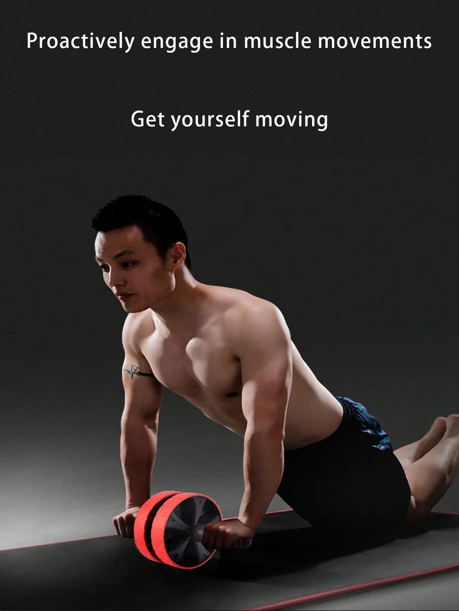 1入組腹肌運動器材 腹肌滾輪滑輪核心，腹肌肌肉運動，提高腹肌強度 - 黑紅搭配 - 查看 1