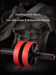 1入組腹肌運動器材 腹肌滾輪滑輪核心，腹肌肌肉運動，提高腹肌強度 - 黑紅搭配 - 查看 2