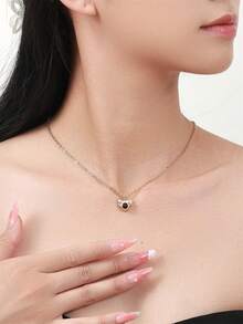 1 件定制领结投影照片项链，可爱个性化投影项链，夏季项链礼物，适合她、儿童礼物、圣诞礼物 - 玫瑰金 - 查看 4