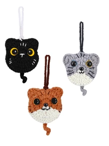 1入組貓形鈎編手提包，鉤編材料包，DIY手編毛線編織，家居裝飾擺件，含說明書和視頻教程