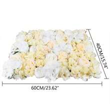 6PCS Artificial Flower Wall Fake Flowers Artificial Flowers Rose Wall Fake Flower Wall Roses Decorative Flowers For Wedding Photography Party Background Decoration, 40 * 60cm White+Yellow - 黃色 - 查看 2