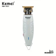 科美 KM-1931 专业电动毛发修剪器 男士胡须修剪器 充电式理发机 刀片可归零 - 白色 - 查看 3