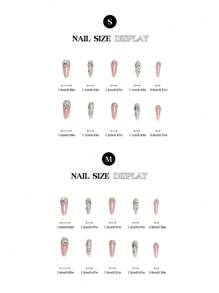 10 Peças Adesivos de Unhas Postiças Falsas com Camada de Selagem de Fototerapia e Strass, Suprimentos de Unhas Adesivas