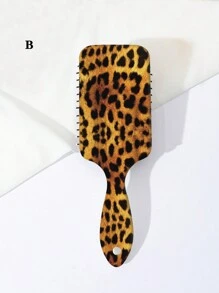 1 Pente Escova para Couro Cabeludo Massageador de Tamanho Grande com Estampa de Leopardo, Almofada de Ar Suave para Cabelos Cacheados, Dia dos Namorados