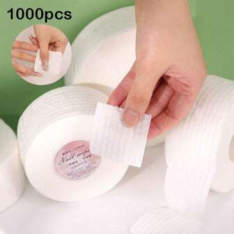 1 Rolo (1000 peças) Lenços Sem Fiapos para Limpeza e Remoção de Esmalte de Unhas, Suprimentos de Unhas, Ferramentas de Unhas, Ferramentas de Arte de Unhas, De Volta às Aulas, Unhas, Ferramentas de Unhas para Unhas Postiças
