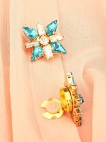 2PCS Crystal Button Covers For Men's Shirts Unique Design Cufflinks,Clothing Accessories Jewelry Sleeve Buttons Luxurious Rhinestones Star 4-Pointed Shirt Collar Accessories Suitable For Formal Wear And Weddings - Star - View 8