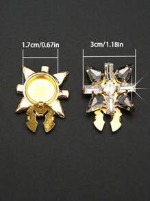 2PCS Crystal Button Covers For Men's Shirts Unique Design Cufflinks,Clothing Accessories Jewelry Sleeve Buttons Luxurious Rhinestones Star 4-Pointed Shirt Collar Accessories Suitable For Formal Wear And Weddings - Star - View 3