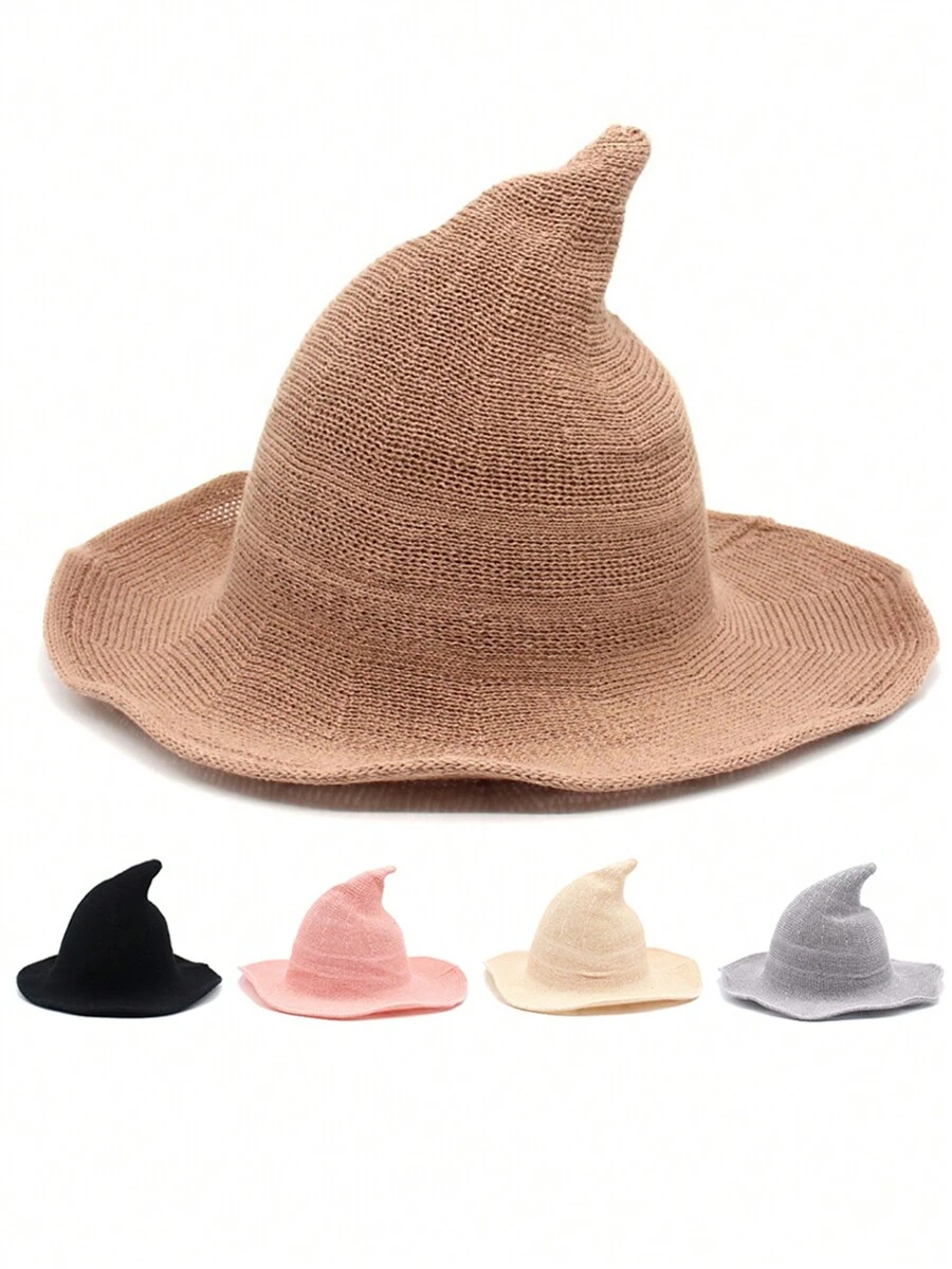 1 szt. Lekki, spiczasty kapelusz z włóczki na występy sceniczne, Halloween, czarodziejska magia, zabawny kapelusz