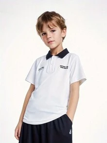 Annil Boys' Collar Short Sleeved T-Shirt Polo Shirt Summer Casual Knit Shirt Elastic Top