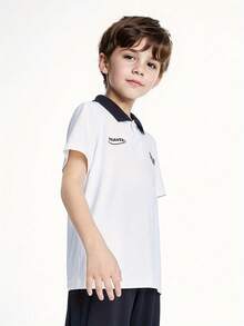 Annil Boys' Collar Short Sleeved T-Shirt Polo Shirt Summer Casual Knit Shirt Elastic Top