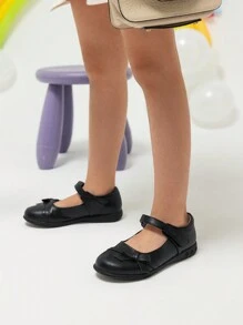 Girls School Uniform Shoes Mary Jane Dress Flats Back To School Shoes(Little Kid/Big Kid) - 黑色 - 查看 2