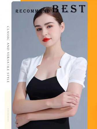 1pc Fashionable Women's Short Shawl, Summer Style, Versatile Thin Jacket, Short-Sleeved Cardigan For Dress