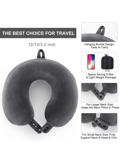 Shaped Travel Neck Pillow, Memory Foam Airplane Kussen Head Support view 4