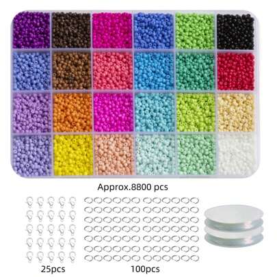 8927入組彩色玻璃種子珠,配有合金龍蝦扣和單扣連接器,適用於女性diy手工製作珠寶配件,包括手鍊、項鍊、手機掛飾等
