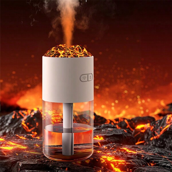Volcano-Shaped Portable USB-Powered Humidifier & Air Purifier - Cool Mist Cordless Desktop Humidification Device For Bedroom, Office, Car, Colorful Lights, Compact Design
