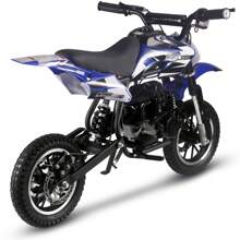 SAY YEAH Mini Kid Dirt Bike, Model 50CC 2-Stroke Gas Bike With Off-Rode Tire, Suspensions, Disc Brakes, Max Load 130Lbs, EPA Approved Brakes: Front & Rear Disc - Blue - View 3