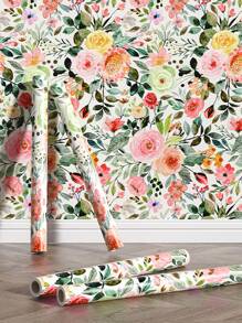 Giấy dán tường hoa màu nước trong suốt dày 1M/3M tự dính cho nền phòng, tủ, bàn và ghế, miếng dán chống thấm nước PVC chống ẩm để trang trí cải tạo, miếng dán cải tạo lột tấm tường, giấy dán tường, giấy dán tường, đồ trang trí mùa xuân làm mới ngôi nhà của bạn, miếng dán trang trí Rama - nhiều màu - Xem 1