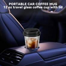 2 Double Coffee Mug, With Silicone Lid,12 Oz 2-Piece Insulated Coffee Mug With Lid,354mL, Reusable Glass Frozen Travel Coffee Mug With Lid,Dishwasher Safe For Morning Coffee, Hot Or Cold Beverages - Transparent - View 10