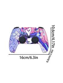 1pc Wireless Controller Sticker PVC Protective Film Scratch-Resistant Decal Compatible With Joystick, Cartoon Game Character Theme Joystick Sticker, Game Accessory With Frosted Anti-Slip Wear-Resistant Design, Both Sides Can Be Applied - PS5 Controller Sticker - View 2