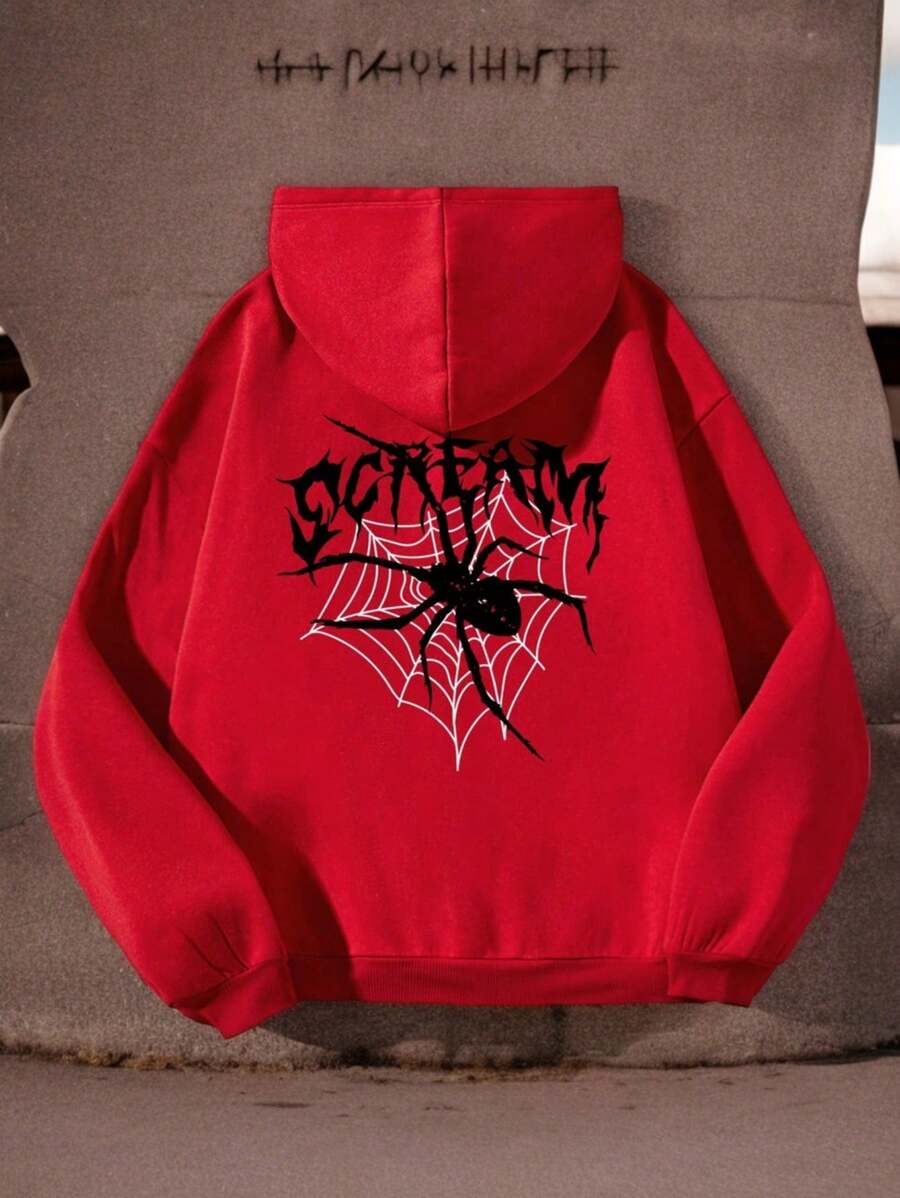 Hoodie Sudadera Araña Scream Diseño Frent Trendy Best - Rojo - Ver 1
