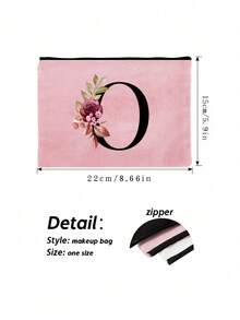 化妆包 化妆袋 钱包 姓名首字母 A-Z 图案 洗漱包 洗漱袋 拉链手机包 铅笔袋 手拿包 教师礼物 女士旅行必备品 女孩礼物 化妆工具 化妆刷收纳 - 粉色 - 查看 4