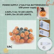 1 串 LED 南瓜灯万圣节装饰 LED 灯串吹塑南瓜灯头适用于万圣节、鬼节、复活节、酒吧装饰、鬼屋悬挂装饰彩色灯万圣节装饰房间装饰万圣节花园装饰礼物仙女节日装饰节日装饰 - 黃色 - 查看 17