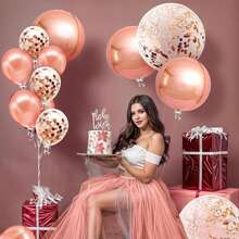 10 件生日乳胶气球套装适用于节日、婚礼、生日派对装饰；20 件全新 12 英寸印花生日快乐金属圆形乳胶气球适用于生日派对场景装饰、圣诞节 - 玫瑰金 - 查看 9