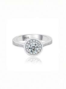 1 chiếc nhẫn đính hôn Moissanite tinh xảo, nhẫn đính hôn bạc S925, nhẫn cưới kỷ niệm vĩnh cửu, quà tặng trang sức xa xỉ cho phụ nữ trang sức cô dâu đính đá - Moissanite 30 điểm - Xem 2